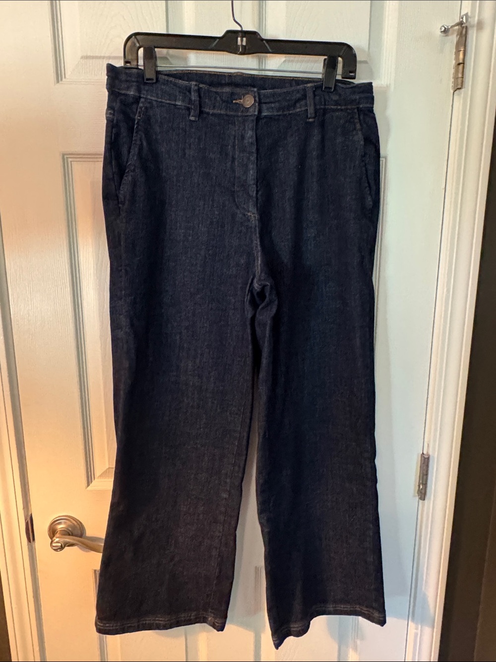 High-Rise Wide-Leg Indigo Denim Jeans - Women's size Large - Ophelia Roe